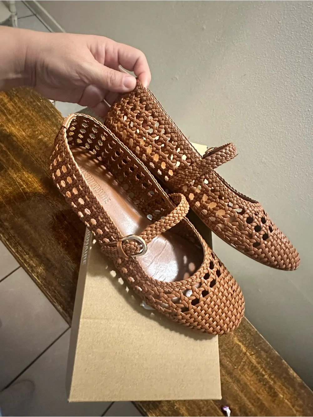 Cushionaire Woven Mary Jane Shoes in Brown